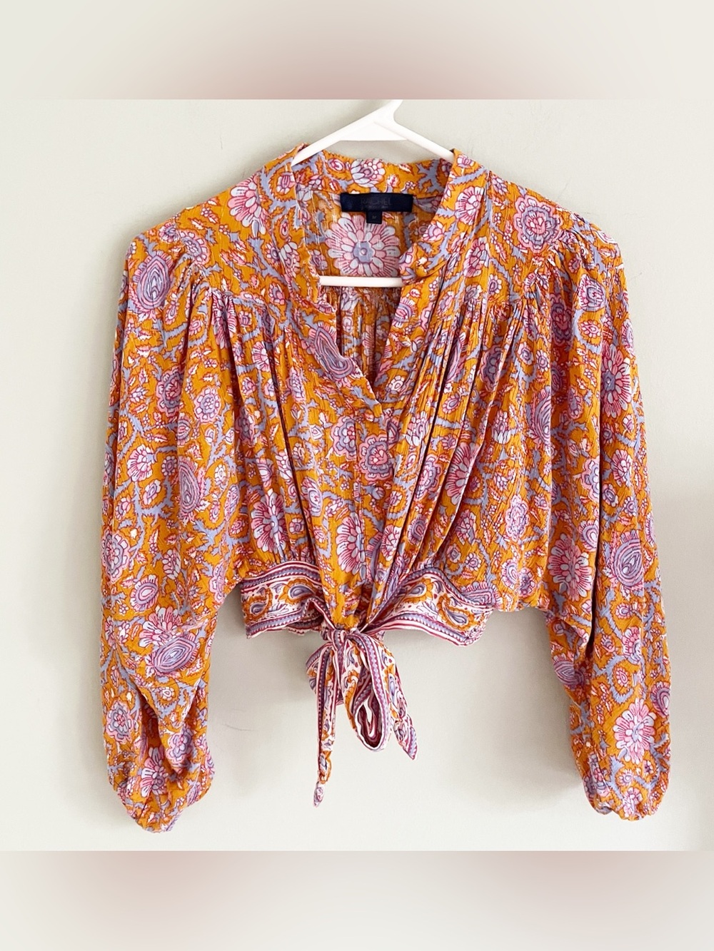 Rachel Roy orange paisley boho top